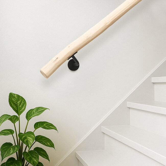 Houten boomstam trapleuning - White Wash