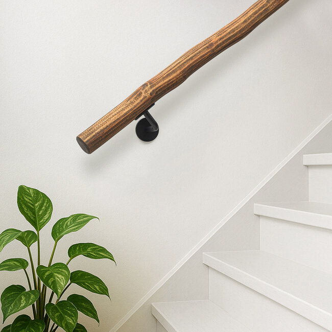 Houten boomstam trapleuning - Dark Oak