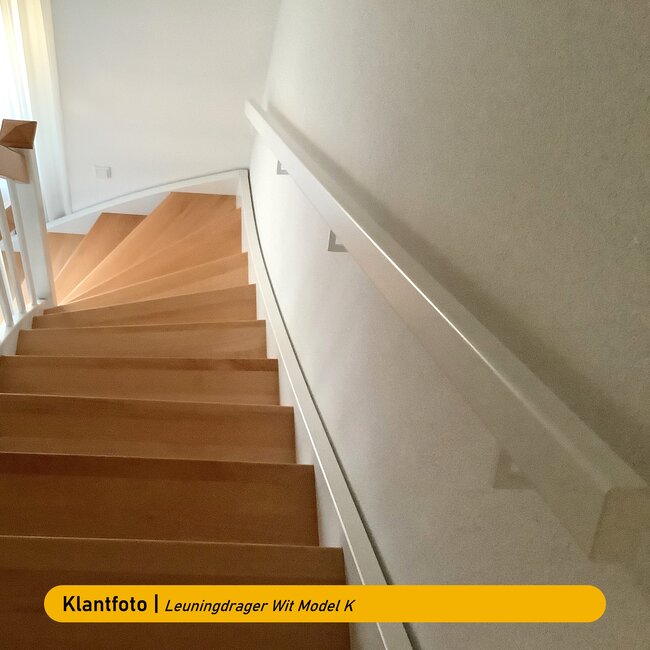 Wit hardhouten trapleuning | Rechthoekig (38x67 mm)