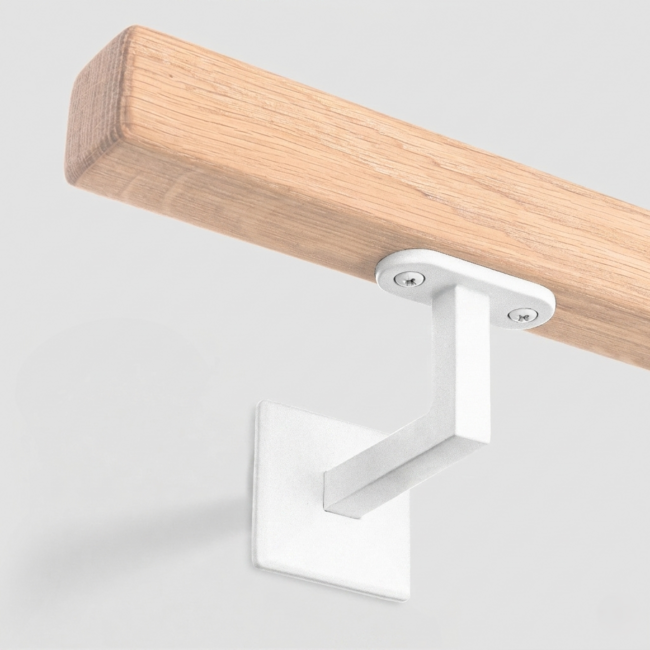 Witte leuningdrager - Model L (blinde montage met stokeind)