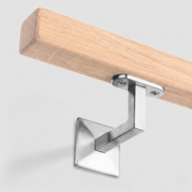RVS leuningdrager - Model L (blinde montage met stokeind)