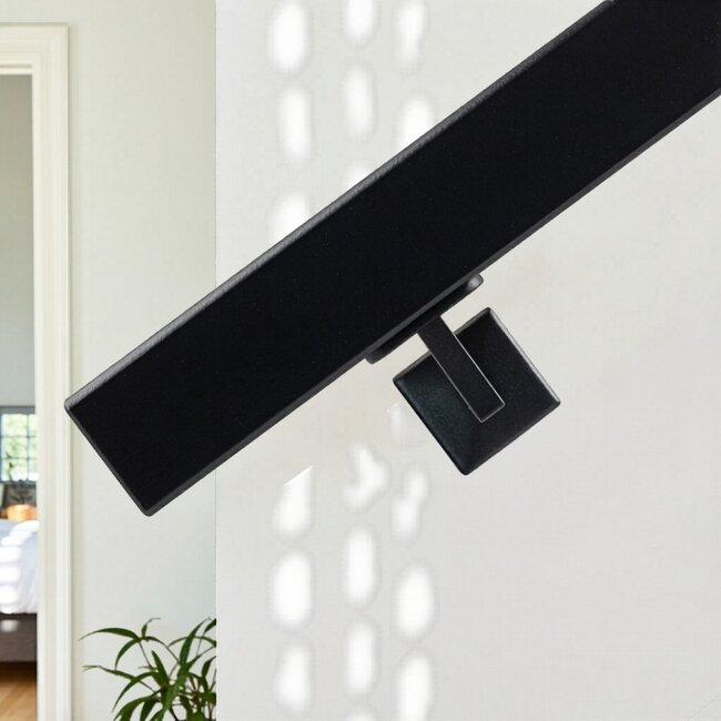 Zwart hardhouten trapleuning | Rechthoekig (38x67 mm)