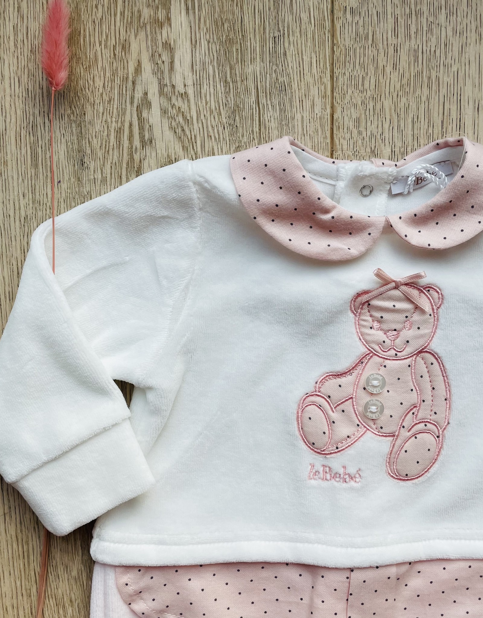 Le Bebé / Pyjamatje met beertje  wit/roze