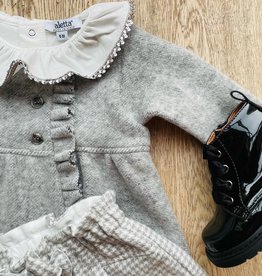 Aletta / Grijze geklede cardigan met ruffles