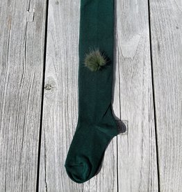 Meia pata / Kousenbroek met fur pompon - Donker Groen