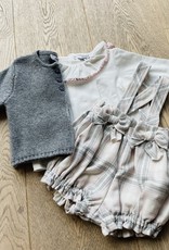 Aletta / Gebreide grijze cardigan met zilverdraad