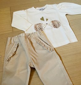 Aletta / Ecru broek met ruffles