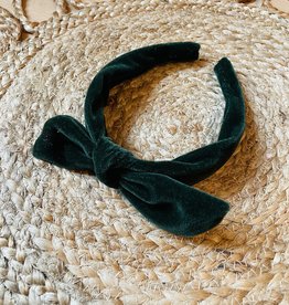 Siena  / Velvet haarband met strik - Groen