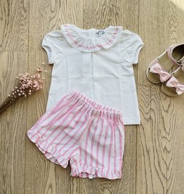 Aletta / Gestreepte short roze/wit