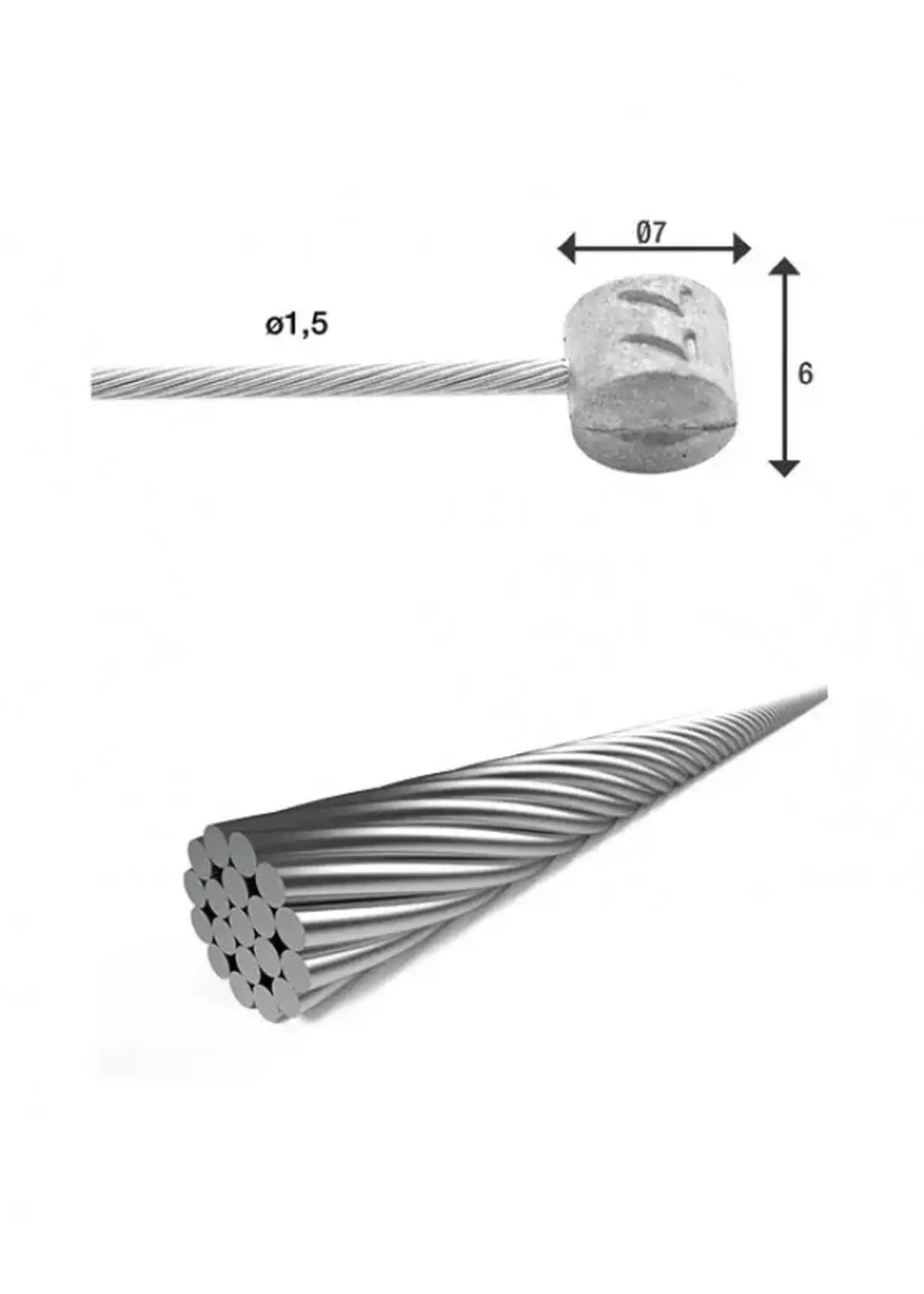 Filo freno 2,000mm, Ø 1.5mm, cross nipple Ø7x6mm