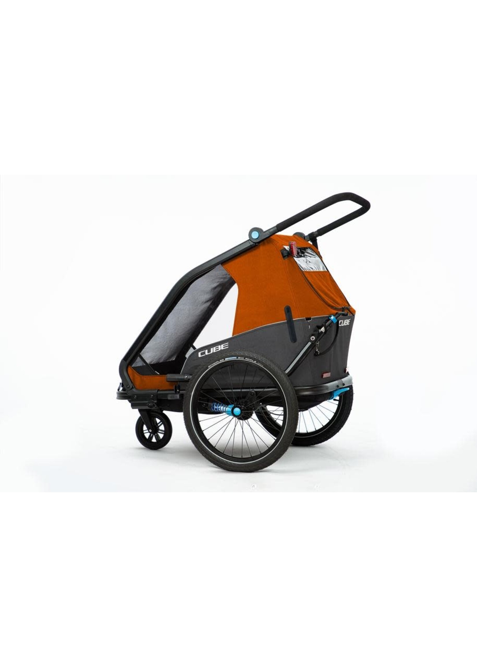 CUBE Kids Trailer Double CMPT X Actionteam - grey'n'orange - no sunscreen