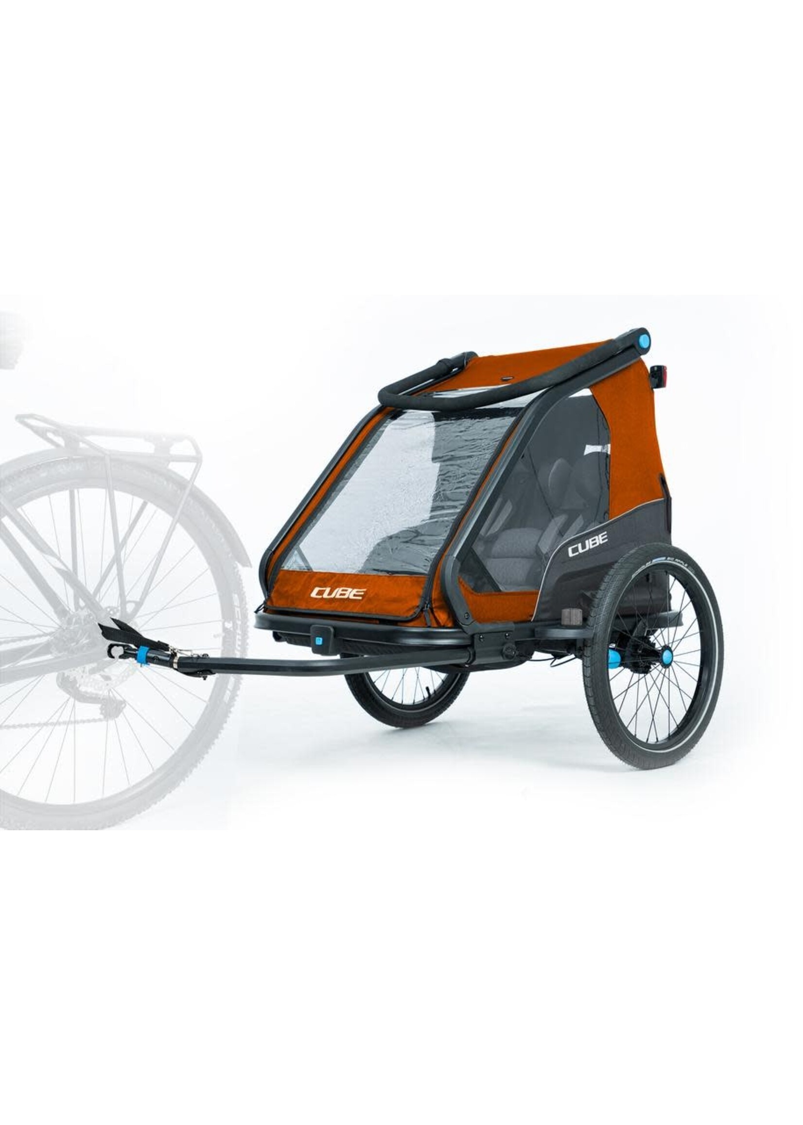 CUBE Kids Trailer Double CMPT X Actionteam - grey'n'orange - no sunscreen