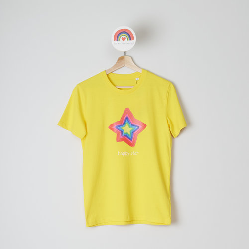 t-shirt unisex yellow happy star t-shirt unisex yellow happy star