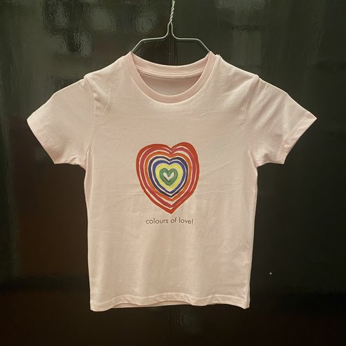 t-shirt kids cotton pink colours of love t-shirt kids cotton pink colours of love
