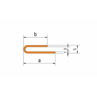 Versandmetall Profil de serrage écart 3mm acier inoxydable a / b 20/ 15mm t = 1.0mm longueur 2000 mm, surface brossé  en grain 320