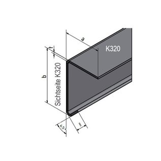 Versandmetall Angle d'acier inoxydable Corniere inox grand 90 ° avec bord d'égouttement à l'intérieur de l'axe 150 x 60mm t = 1,5mm L 2000 mm