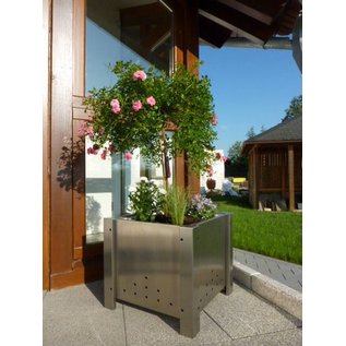 Versandmetall Jardinière en acier inoxydable jardinière pot 38-58cm inoxydable carré