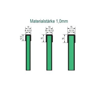 Versandmetall Profil encadrement pour vitrage de balcon, en acier inoxydable de 1,0mm, pour verres de 8 jusqu'à 21,52mm,