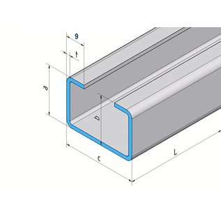 Versandmetall Profil en C acier inoxydable surface brossé en grain 320 hauteur 20 mm largeur c = 30 à 80 mm longueur 2000 mm