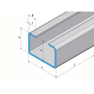 Versandmetall Profilè en C Acier inoxydable  hauteur 20 mm largeur c = 30 à 80 mm longueur 1500 mm