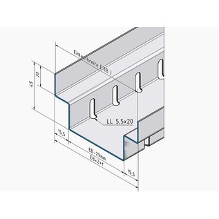 Versandmetall Kit economique Caniveau de  drainage  en aluminium de 90 à 190 mm pour les quantités de commande 10m, 20m, 30m, 40m, 50m