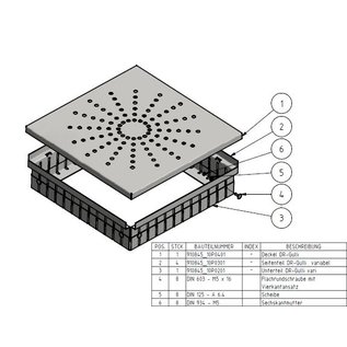 Versandmetall Cadre de l'égout variable 70-95mm, en aluminium, avec grille d'entrée en acier inoxydable