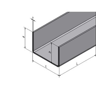 Versandmetall Profil encadrement en U, en acier inoxydable de 1,0mm, longueur 2500mm, pour verre de 8 jusqu'à 12,52mm