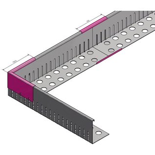 Versandmetall CONNECTEUR Bande de gravier petit - aluminium Al99.5 - perforé - plié à 90 °