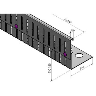 Versandmetall Bande de gravier en acier inoxydable hauteur réglable 1.4301 hauteur 110-150mm - 90 ° plié