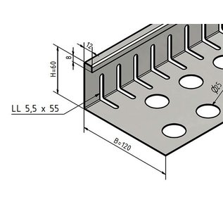 Versandmetall bande de gravier petite - acier inoxydable 1.4301 - perforée - pliée à 90 °