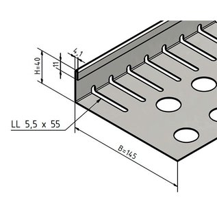 Versandmetall Petite bande de gravier avec plie - acier inoxydable - perforé - 90 °.