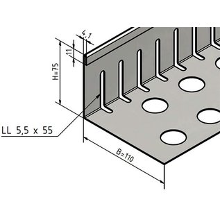 Versandmetall Edelstahl 1.4301- Kiesfangleiste klein Falz gelocht -90° gekantet