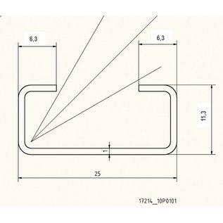 Versandmetall profilé en C petit 1,0 mm H = 11 mm d = 6,3 mm largeur 25 mm L = 1000 à 2500 mm en acier inoxydable