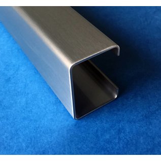 Versandmetall C-Profil klein gebürstet, Höhe 15mm Breite c= 35mm Länge 1000 -2500mm aus 1,0mm Edelstahl K320