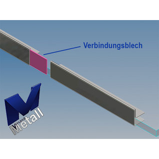 Versandmetall dakgoot Roestvrij Staal vor glasdakken 13mm buiten voor veiligheidsglas van 18mm of 17,52mm Materiaal 1.4301,Geschuurd(grid320)