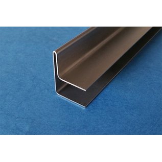 Versandmetall Edelstahl Glasdach-Regenrinne 18mm für ESG-Glas 18mm oder VSG Glas 17,52mm, 1.4301 aussen Schliff K320