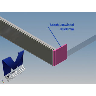 Versandmetall Edelstahl Glasdach-Regenrinne 22mm für ESG-Glas 21mm oder VSG Glas 21,76 mm, 1.4301 aussen Schliff K320