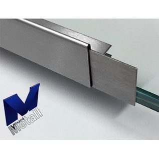 Versandmetall Edelstahl Glasdach-Regenrinne 13mm für ESG-Glas 12mm oder VSG Glas 12,76 mm, 1.4301 aussen Schliff K320