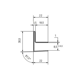 Versandmetall Edelstahl Glasdach-Regenrinne für ESG-Glas 8mm oder VSG Glas 8,76 mm, 1.4301 aussen Schliff K320