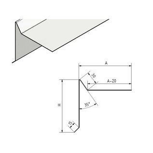 Versandmetall Dakrandprofiel Windflap Dakrandsheet dakrand Dakprofiel geschuurd vor plat dak of schuin dak 3X gezet