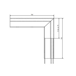 Versandmetall Gouttière P1 - connecteur angle exterieur 90° - acier inox surface brossé  en grain 320,