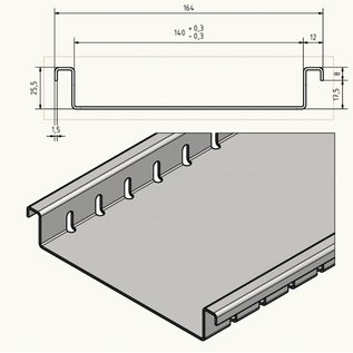 Versandmetall Drainagerinne aus Aluminium, ohne  Rost, Einlaufbreite 140mm Bestellmengen 10m, 20m, 30m, 40m, 50m