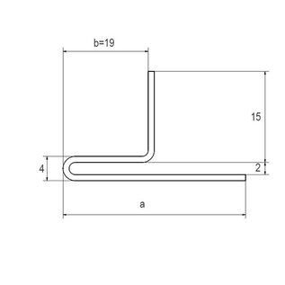 Versandmetall Klemmprofiel Klof 2mm roestvrij Staal axb 15x30mm dikte 1,5mm Lengte 2000mm buitenzijde geschuurd (grid320)