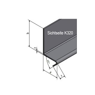 Versandmetall Winkel 90° mit Tropfkante vorn 1,0mm axb 70 x 70mm L bis 2500 mm Schliff K320