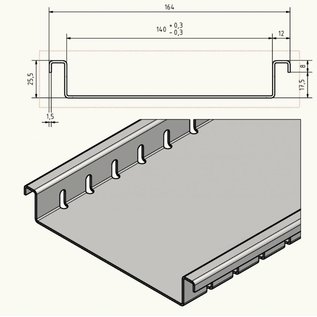 Versandmetall Drainagerinne ohne Rost, Einlaufbreite 90, 120, 140, 190mm 25,5mm hoch aus Aluminium, Linien Entwässerung von Oberflächen