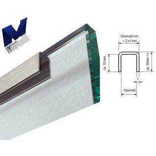 Versandmetall Glasrandprofiel voor borstwering glas balkon Balkonhekwerk 1.5mm roestvrij staal voor glas dikte - 21,76mm