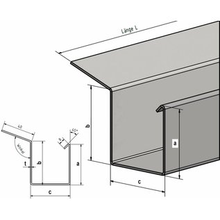 Versandmetall Regenrinne P2 Kastenrinne aus Edelstahl 1.4301 außen Schliff K320