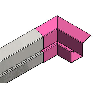 Versandmetall Gouttière de pluie P2 - connecteur angle exterieur 90° - acier inox surface brossè  en grain 320