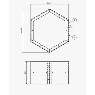 Versandmetall Ètagère  de bois de chauffage HEXAGON composé de 3 modules de différentes tailles XL produit en acier surface enduit de poudre