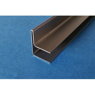 Versandmetall Edelstahl Glasdach-Regenrinne 26mm für ESG-Glas 25mm oder VSG Glas 25,76mm, 1.4301 aussen Schliff K320